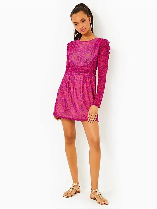Lilly Pulitzer Dresses & Skirts - Lily Pulitzer Fuchsia Preslie Long Sleeve Romper